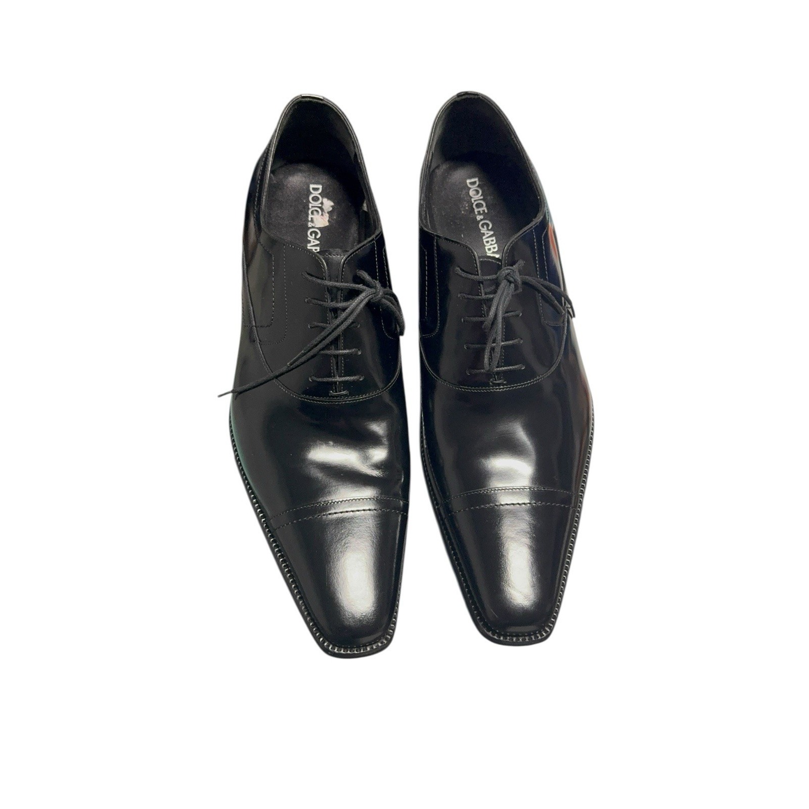 Dolce & Gabbana Black Leather Oxford Cap Toe Shoes Made In Italy Size 10